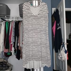 Black & White Striped Hi-lo midi